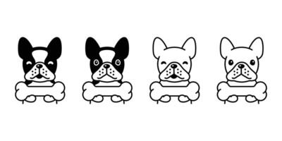 perro vector francés buldog icono hueso mascota perrito dibujos animados personaje animal garabatear símbolo ilustración diseño