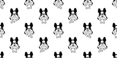 dog seamless pattern french bulldog puppy pet vector bone repeat wallpaper scarf isolated tile background cartoon animal doodle illustration design