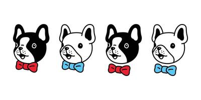 perro vector francés buldog icono cara cabeza arco Corbata mascota perrito dibujos animados personaje símbolo garabatear ilustración diseño