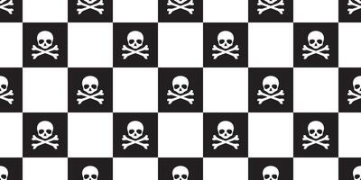 skull Halloween seamless pattern vector crossbone ghost pirate icon scarf isolated checked repeat wallpaper tile background cartoon doodle illustration design