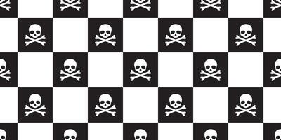 skull Halloween seamless pattern vector crossbone ghost pirate icon scarf isolated checked repeat wallpaper tile background cartoon doodle illustration design