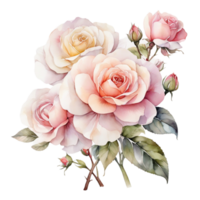 AI generated Watercolor One Rose flower design png