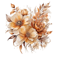 AI generated Digital oilpainted floral pattern design, Glitter flower Bouquet  design, Embossed flower pattern, Glossy flower painting design, Textile flower material design png