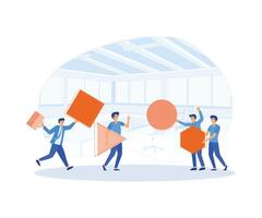 Teamwork concept. Coworking and problem solving concept. Businessmen and businesswomen communication. flat vector modern illustration