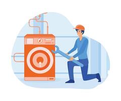 House maintenance  concept. Basement services, Hire contractor  metaphor. flat vector modern illustration