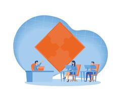 Team Work concept. Teamwork office computer. flat vector modern illustration