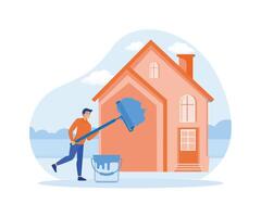 hogar mantenimiento y mejora metáforas. pintor servicios. plano vector moderno ilustración