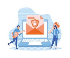 Protecting computer data, Email encryption concept. flat vector modern illustration