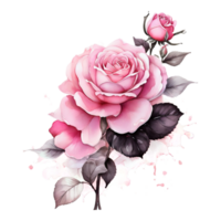 AI generated Watercolor One Rose flower design png