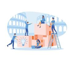 Online assistant 1  at work. Searching for new ideas solutions, working together in the company, brainstorming, collaboration. flat vector modern illustration