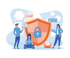 Data protection concept. Safety and confidential data protection. Internet security. Social Media. Can use for web banner, infographics,web page. flat vector modern illustration