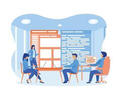 Developing programming and coding technologies. Website design. Programmer working in a software develop company office in a team work. flat vector modern illustration