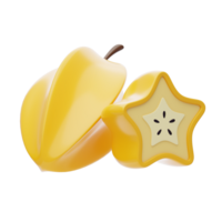 carambola 3d icona. stella frutta 3d icona png