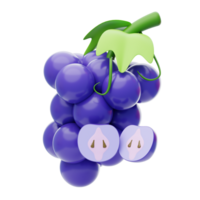 grapes fruit 3d icon. 3d realistic grape png