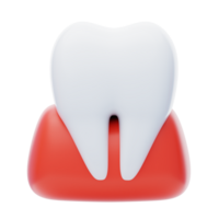 Teeth 3D Icon. 3d render of tooth in gums png