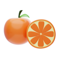 Orange Fruit 3D Icon. Fresh fruit 3d icon png