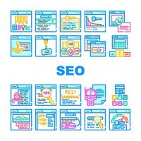 seo optimizar buscar rango íconos conjunto vector