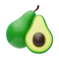 Avocado 3D Icon. Half sliced avocado 3d illustration png