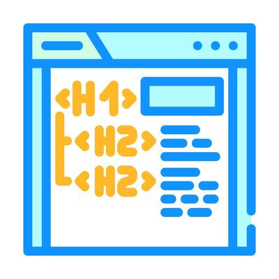 header tags h1 h2 seo color icon vector illustration