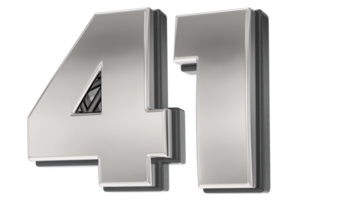 41 Number Silver And Black 3D Render png