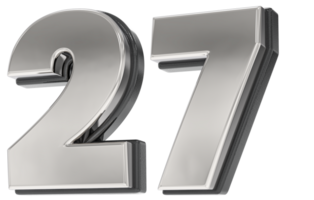 27 Number Silver And Black 3D Render png