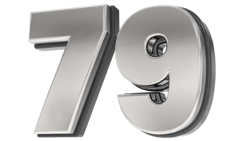 79 Number Silver And Black 3D Render png