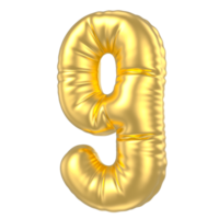 3d gold number 9  rendering png