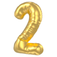 3d gold number 2  rendering png