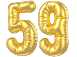 3d gold number 59  rendering png