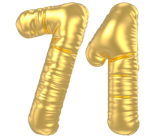 3d gold number 71  rendering png