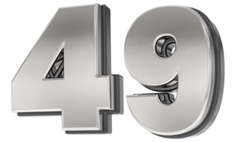 49 Number Silver And Black 3D Render png