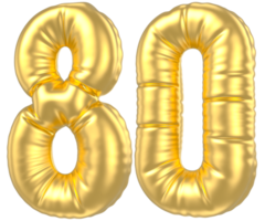 3d gold number 80  rendering png