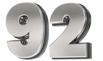 92 aantal zilver en zwart 3d geven png