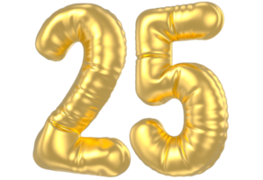 3d gold number 25  rendering png