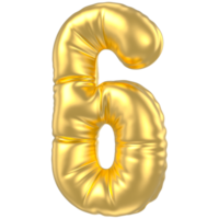 3d gold number 6  rendering png