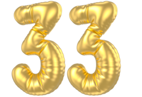 3d Gold Nummer 33 Rendern png