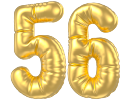 3d gold number 56  rendering png