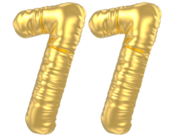 3d gold number 77  rendering png