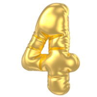 3d gold number 4  rendering png