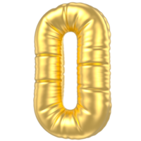 3d gold number 0  rendering png