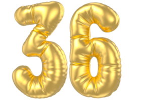 3d gold number 36  rendering png