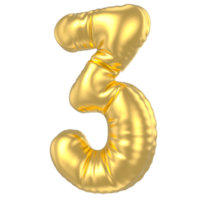 3d gold number 3  rendering png