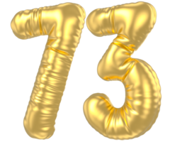 3d gold number 73  rendering png