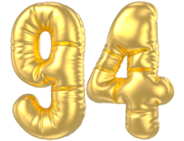 3d gold number 94  rendering png