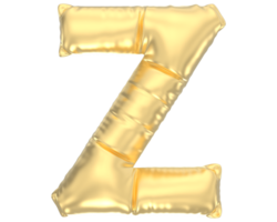 Letter Z Balloon Gold 3D Render png