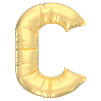 Letter C Balloon Gold 3D Render png