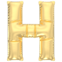 Letter H Balloon Gold 3D Render png
