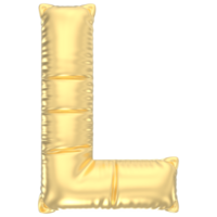 Letter L Balloon Gold 3D Render png