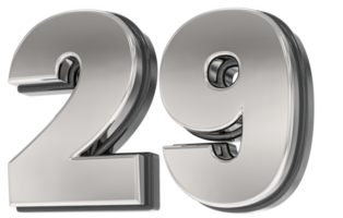 29 Number Silver And Black 3D Render png