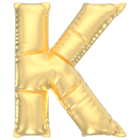 Letter K Balloon Gold 3D Render png